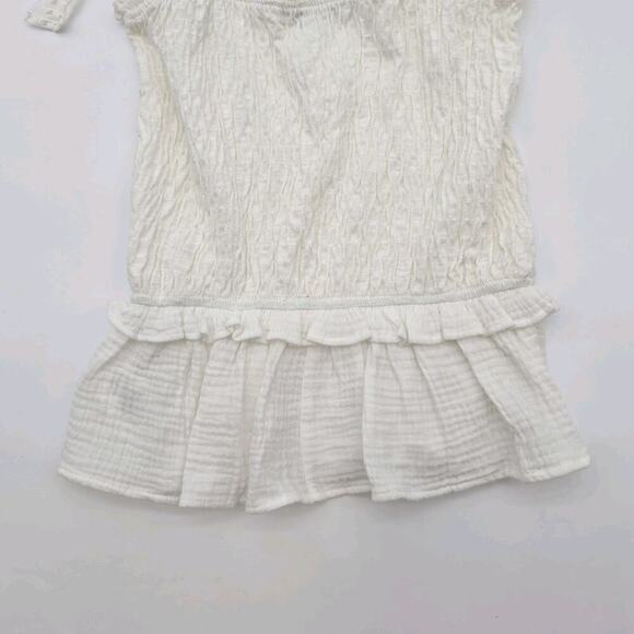 Anthropologie Top Womens Small White Tank Gauze Smocked Eyelet Boho Tie Eri Ali - Picture 7 of 11